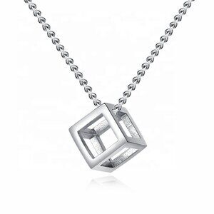 ❤️Fashion Style Simple Square Hollow Out Small Box Pendant Necklace,N90201P157